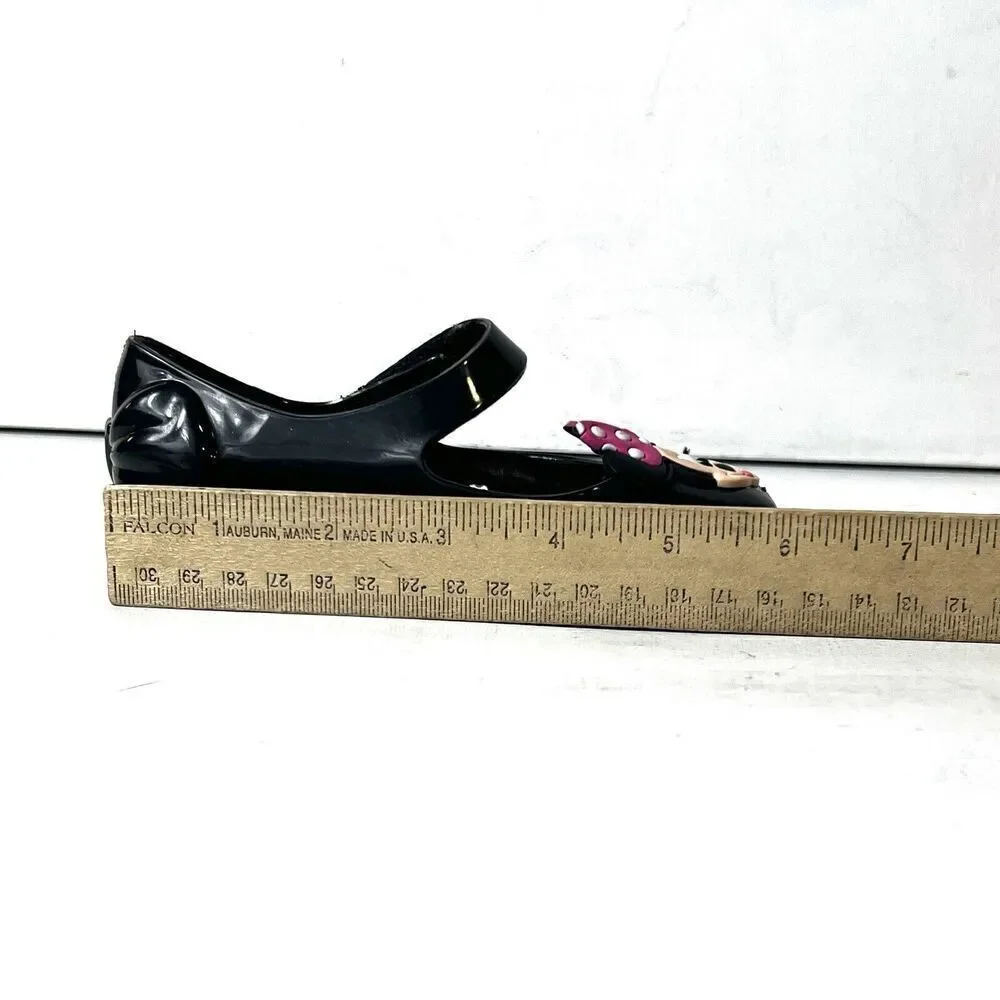 Disney Minnie Toddler Girls Sz 7/8 Snap Black Rubber Dress/Casual Mary Jane Shoe